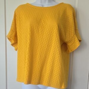Banana Republic Yellow Gold Boxy T-Shirt with Cuffed Sleeves